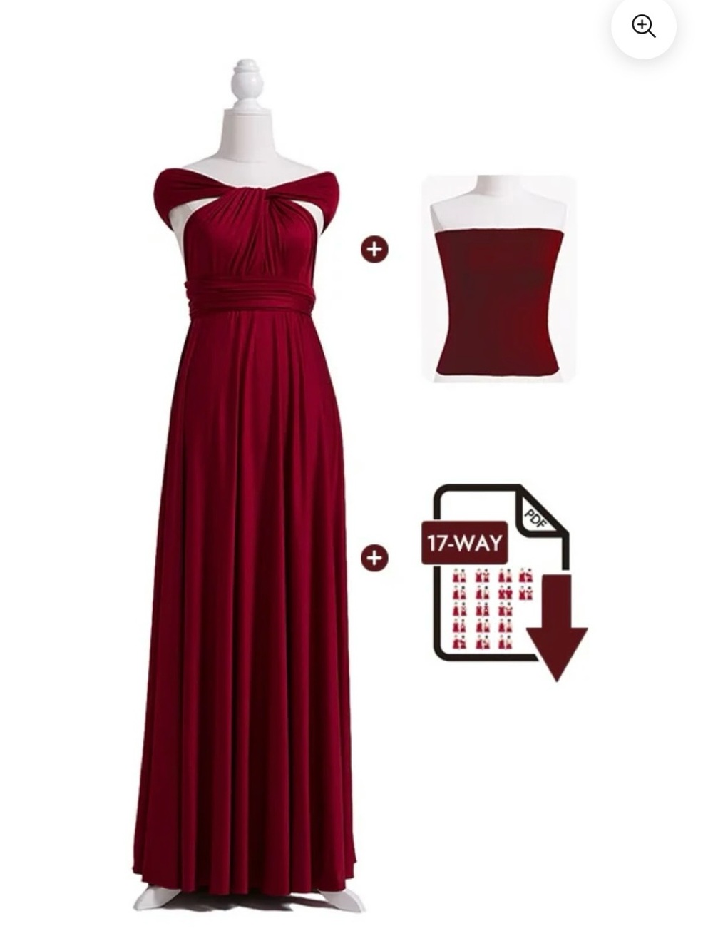 Convertible Infinity Dress in Deep Wine Red/Burgendy